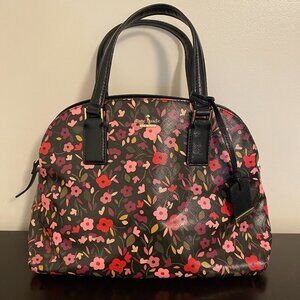 Kate Spade Cameron Street Lottie Boho Black and Pink Floral Satchel